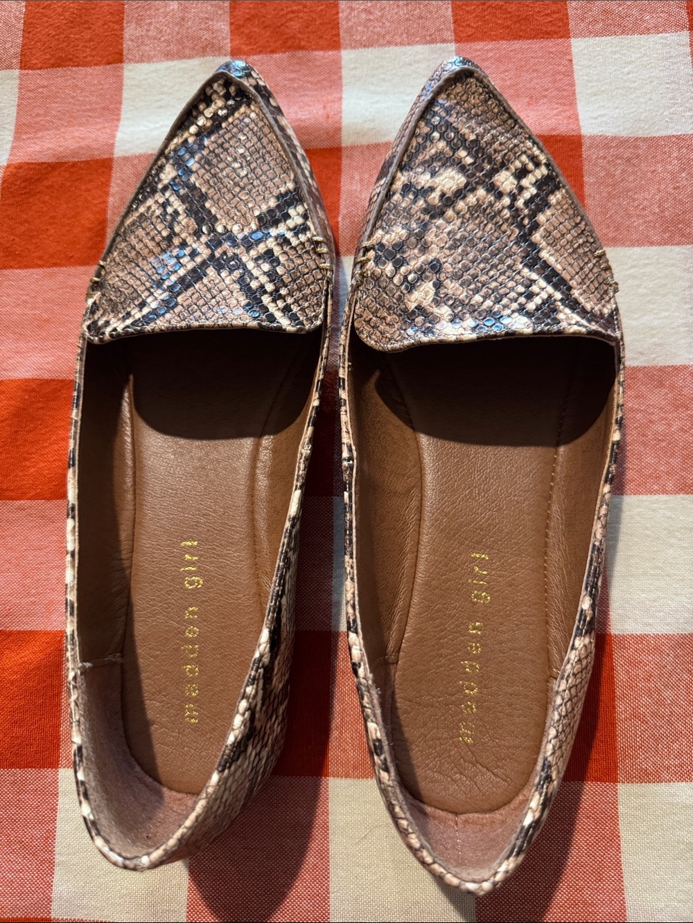 Madden Girl Snake-Print Pointed-Toe Flats